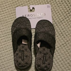 AEROSOLES Dark Gray Quilted Slippers